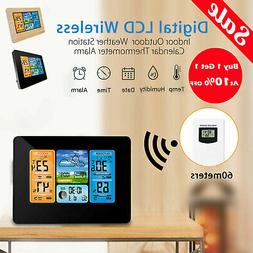 Digital LCD Indoor & Outdoor Weather Station Clock Calendar 