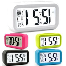 Digital LCD Snooze Battery Operated Alarm Clock Time Tempera