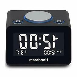 Hondream Digital LCD USB Alarm Clock with USB Charger Snooze