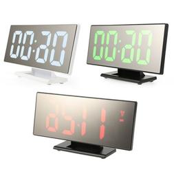 Digital Mirror Surface Alarm Clock Large LED Display USB Por