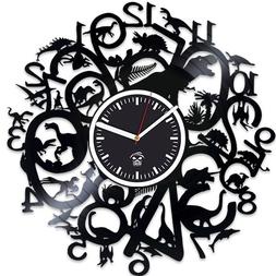 Dinosaur Vinyl Wall Clock, Godzilla Movies, Vinyl Record Clo