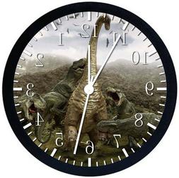 Dinosaur Black Frame Wall Clock Nice For Decor or Gifts Z70