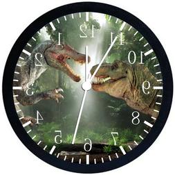 Dinosaur Black Frame Wall Clock Nice For Decor or Gifts E294