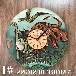 DINOSAURS Wall Clock MODERN Wall Art Silent Wooden Clock Uni