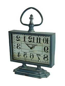 Zeckos Distressed Blue Metal Vintage Style Standing Table Cl