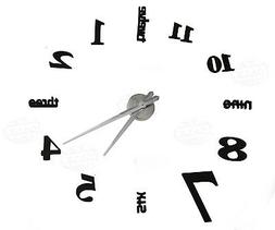 DIY 3D Mirror Digital Wall Clock Home Living Room Decor Stic