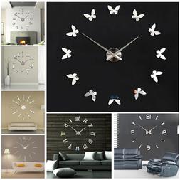 DIY Analog 3D Number Wall Clock Sticker Mirror Surface Decal