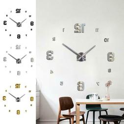 DIY Decorative Large 3D Wall Clock Big Living Room Office St