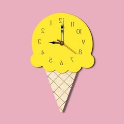 DIY Ice Cream Shaped Clock Cartoon Mute Wall Decoration for 