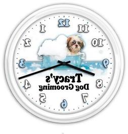 Dog Groomer Personalized Wall Clock - Pet Grooming Store Bat
