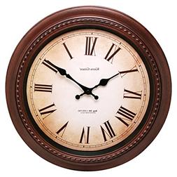 Kiera Grace Doone Round Wall Clock, 16-Inch, 2-Inch Deep, Br