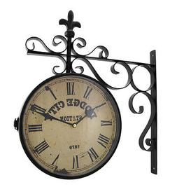 Zeckos Double Sided Dodge City Station Hanging Wall Clock
