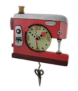 Allen Designs Double Stitch Sewing Machine Pendulum Clock by