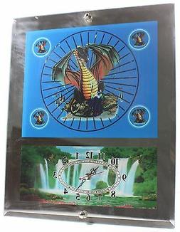 DRAGON CLOCK MIRROR FRAME REVOLVING LIGHTED BACKGROUND WALL 