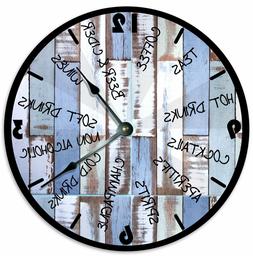 DRINKS BEACH WOOD Clock - Large 10.5" Wall Clock - 2054