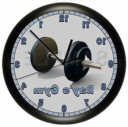 DUMBBELL FITNESS WALL CLOCK DECOR GYM WORKOUT EXERCISE ROOM 