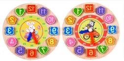 Educational Wooden Clock Toy For Kids 3 Year Olds +