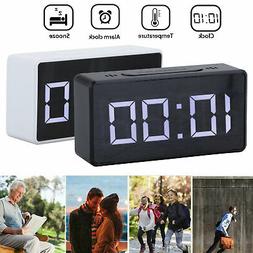 Electric Digital LED Alarm Clock Snooze Table USB Clock Temp