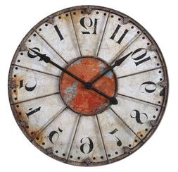 Uttermost 29" Ellsworth Clock Crackled Ivory With Rust Red A