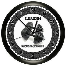 EXERCISE ROOM WALL CLOCK PERSONALIZED WEIGHTS GYM WORKOUT CE