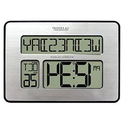 Extra Large Digits Atomic Full LED Calendar Alarm Clock For 
