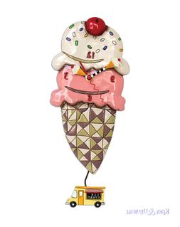 Fabulous SCOOPS Ice Cream Cone Designer Wall Clock by Allen 