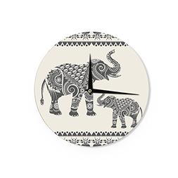 Kess InHouse Famenxt Ornate Indian Elephant-Boho Black Beige