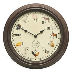 Esschert Design Farm Animal Sounds Wall Clock - Round Barnya