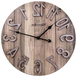 Farmhouse Westclox 15.5" Wall Clock Wooden Planks