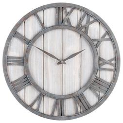 Oldtown Farmhouse Metal & Solid Wood Noiseless Wall Clock 