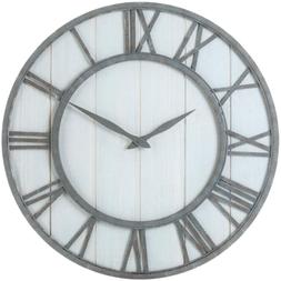 Oldtown Farmhouse Metal & Solid Wood Noiseless Wall Clock 