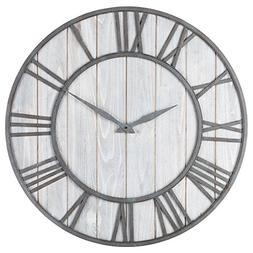 Oldtown Farmhouse Metal & Solid Wood Whisper Quiet Ticking W