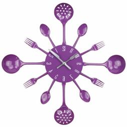Fashion Style Wall Clock Metal Kitchen Cutlery Slient Clock 