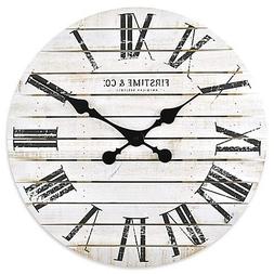 FirsTime Shiplap Wall Clock in White