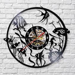 Fish Vintage Vinyl Record Wall Clock Handmade Animal Fish St