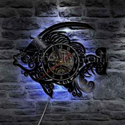 Fish Wall Clock Sea Animal Vinyl Record Wall Clock Wall Art 