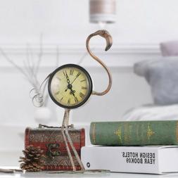 Flamingo Shaped Clock Table Clock for Living Room Office Dec