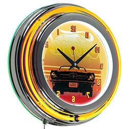 Trademark Gameroom Ford Chrome Double Rung Neon Clock - Must
