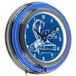 Trademark Gameroom Ford Chrome Double Rung Neon Clock - Cobr