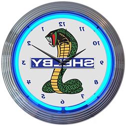 Neonetics Ford OLP Shelby Cobra Mustang Blue Neon Clock 15 I