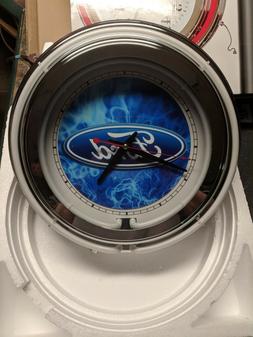 Ford Oval Flames Double Neon Wall Clock Great For Garage Man