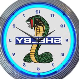 Ford Shelby Cobra Car Pair New Neon Clock 15 Inch Set 2 Man 
