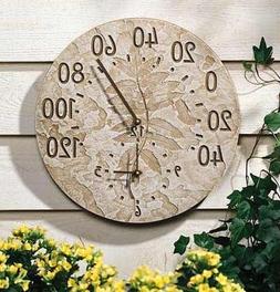 Fossil Leaf All-In-One 14.5 in. Outdoor Wall Clock
