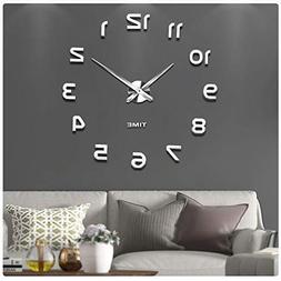 Vangold Frameless DIY Wall Clock, 2-Year Warranty 3D Mirror 