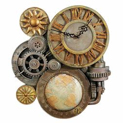 17 Inch Decorative Gears Of Time Steampunk Wall Clock Sculpt