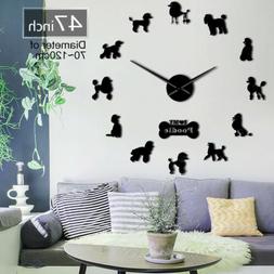 Gift for Poodle Lover 3D DIY Wall Clock Decoration with Cute
