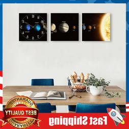 Glass Wall Clock 3 Pieces Square Silent Wall Clock for Home 