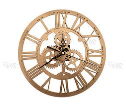 Gold Acrylic Skeleton Gear Clock Vintage Round 30cm For Stea