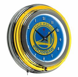 Golden State Warriors NBA Chrome Retro Neon Wall Clock Game 