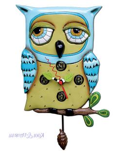 Gorgeous OLD BLUE OWL Designer Wall Clock by Allen Designs